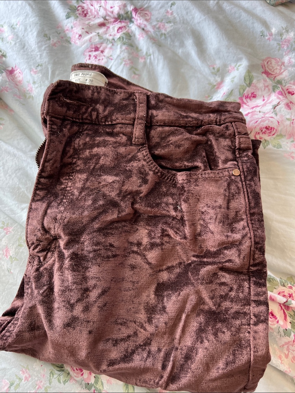 Free People Chocolate Brown Velvet pants W30